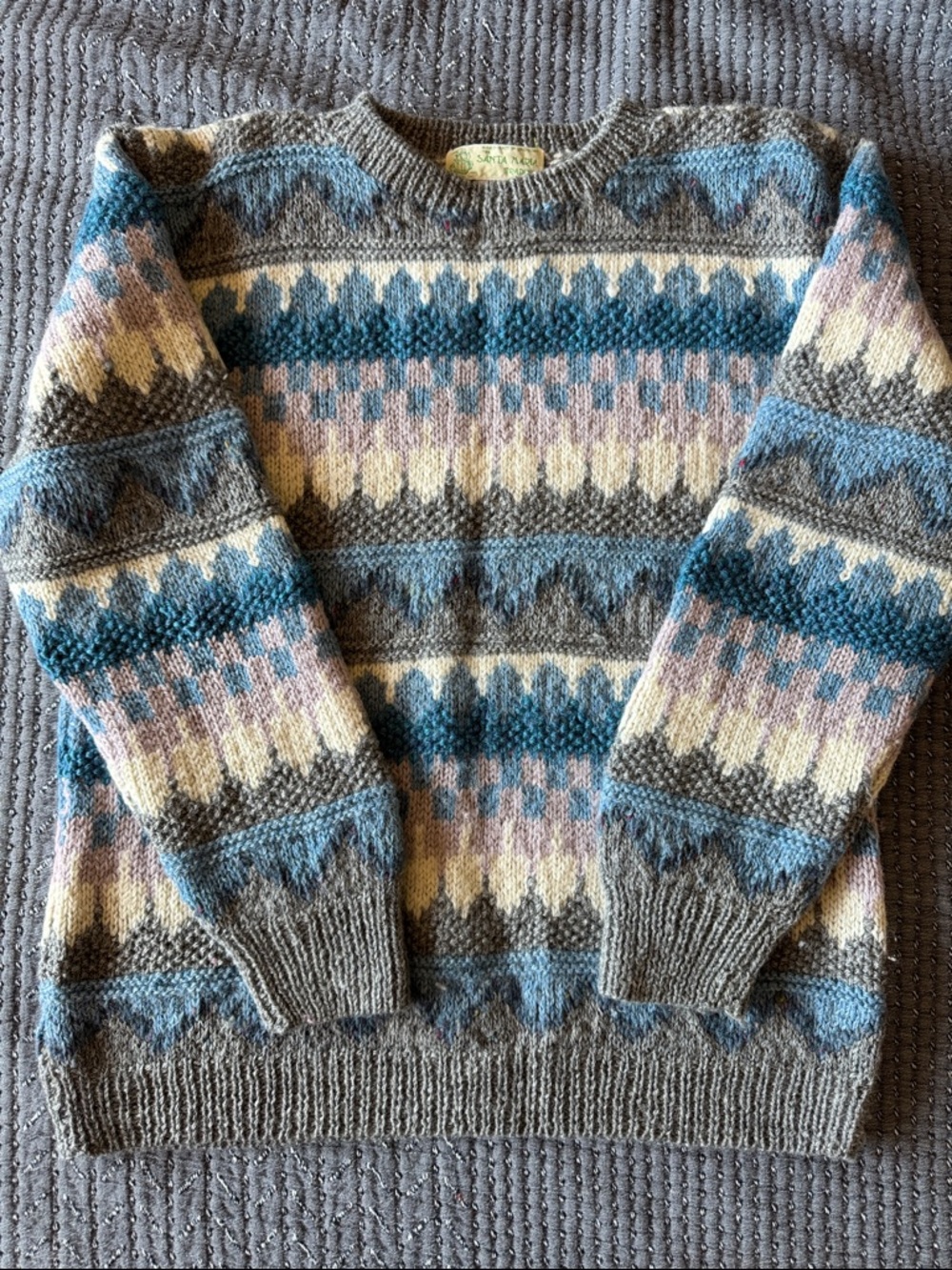 VTG 100% Wool Handknit Sweater Santa Maria Trading Uruguay